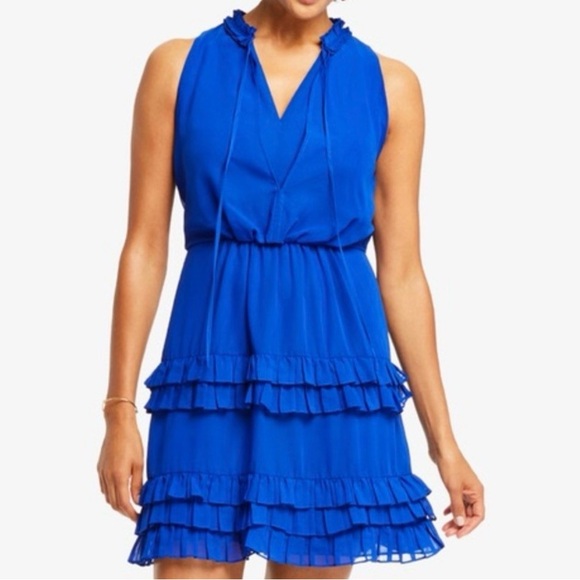 Johnston & Murphy Dresses & Skirts - Johnston & Murphy Royal Blue Chiffon Ruffle Dress